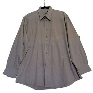 Savile Row Dress Shirt Button-UpSize 18 34/35 Mens Gray Long Sleeve Cotton Blend